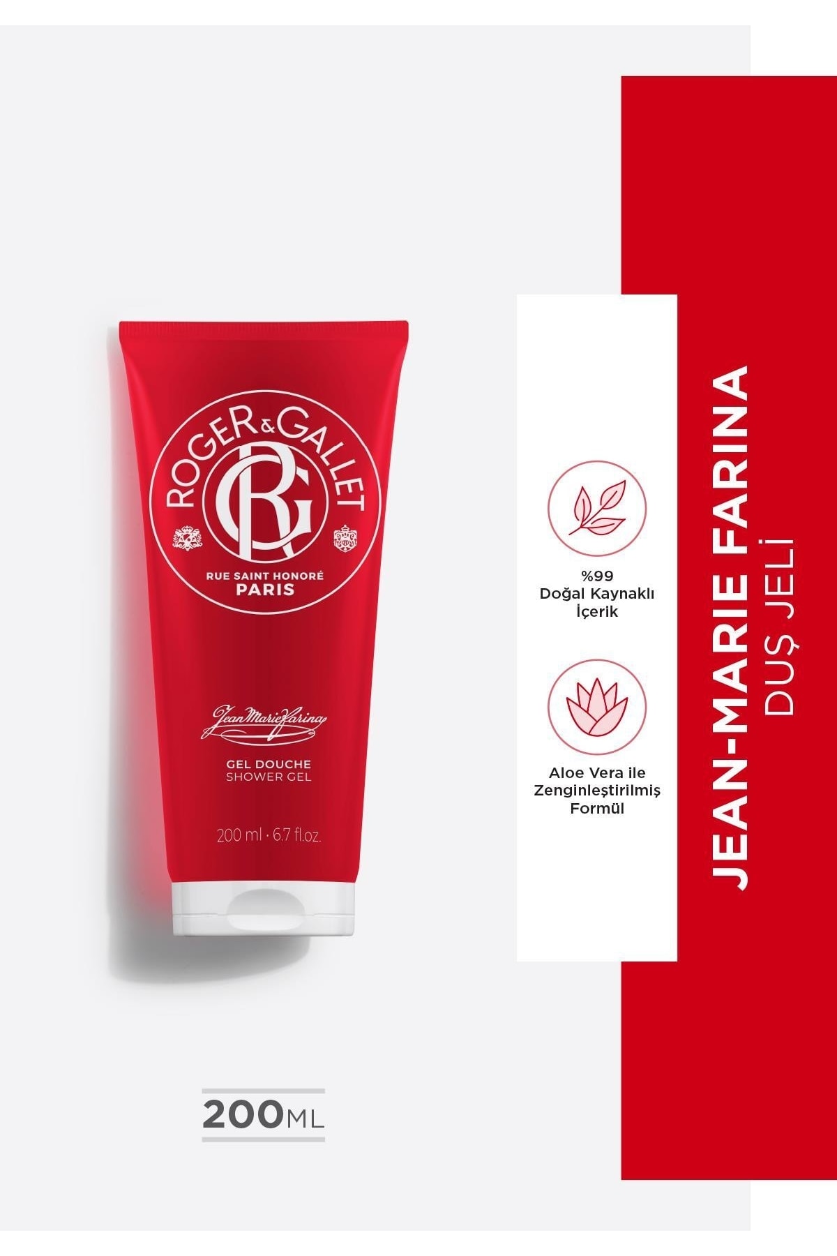 Roger&Gallet Jean-marie Farina Bitkisel, Doğal, Canlandırıcı, Biberiye Ve Aloe Vera Içeren Duş Jeli 200ml