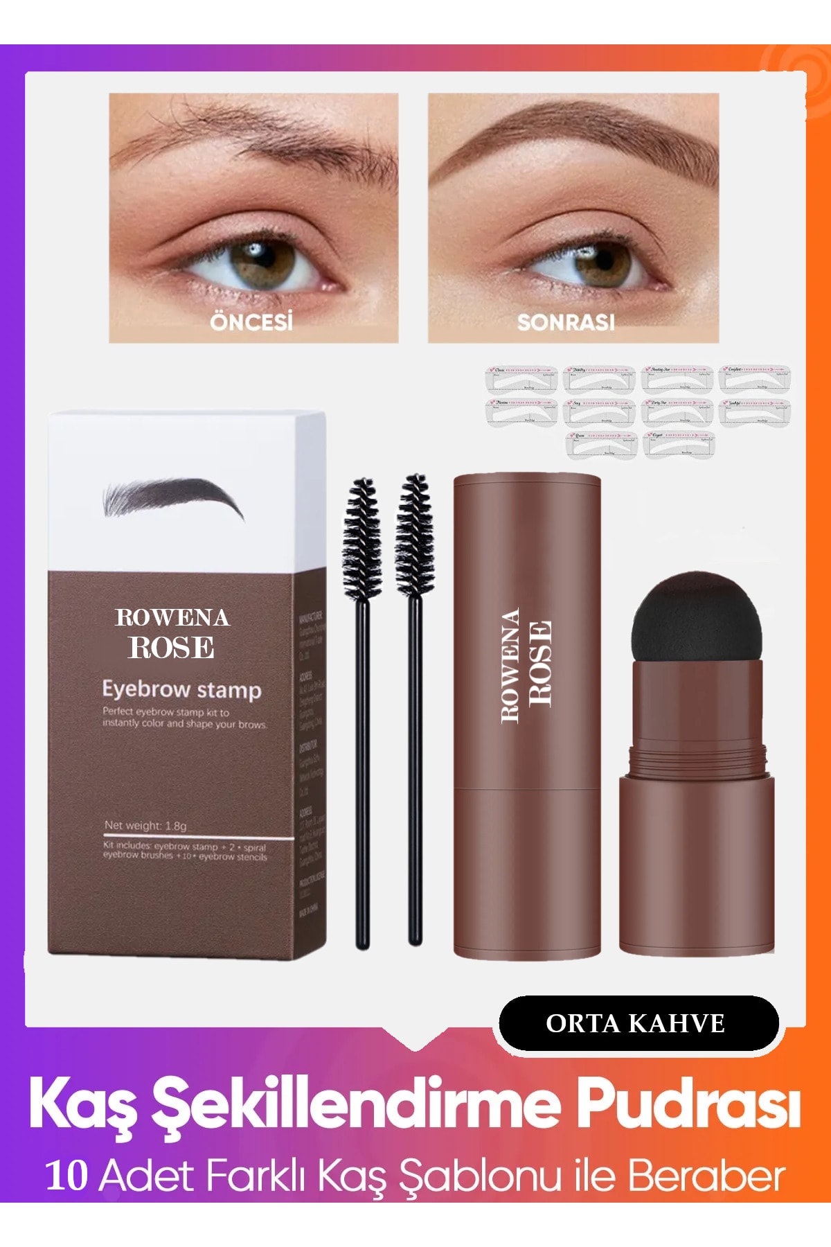 ROWENAROSE Kaş Damgası Şekillendirme Seti Orta Kahve