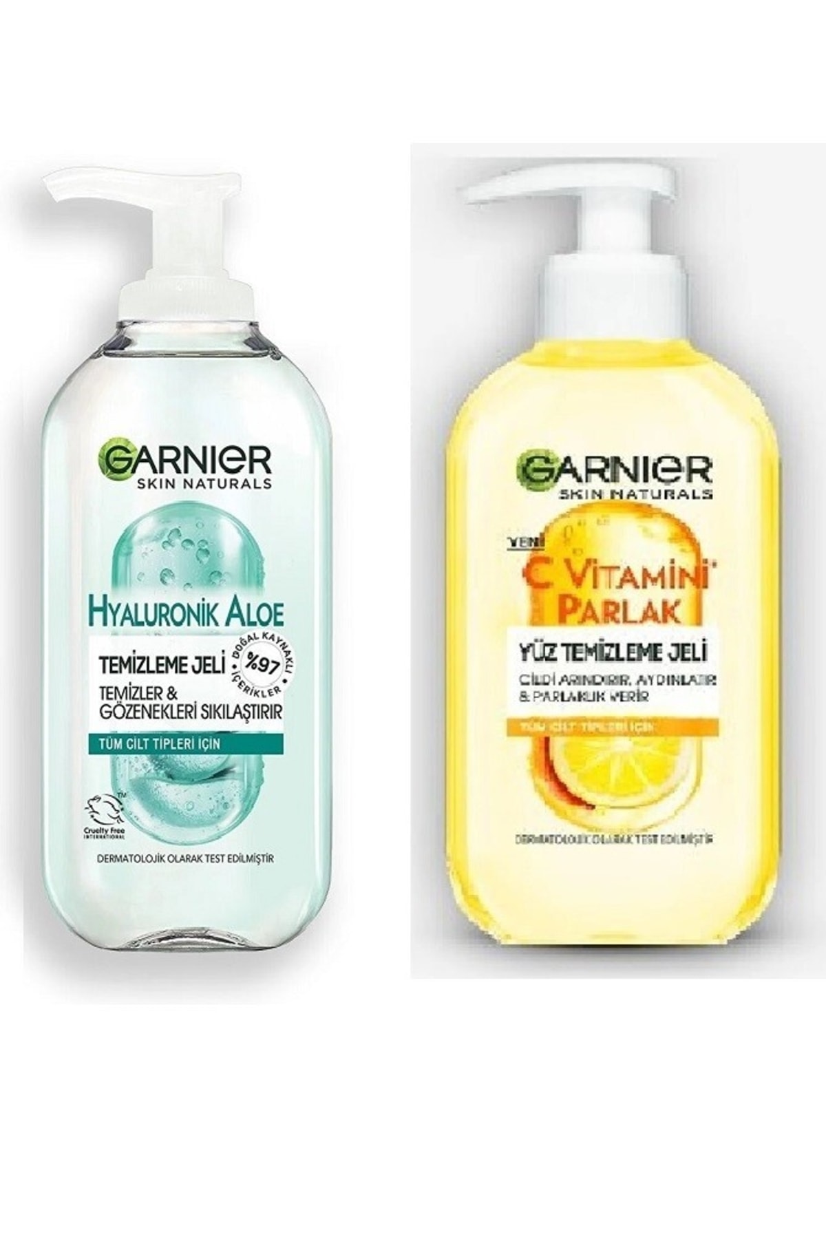 Garnier Hyaluronik Aloe Temizleme Jeli 200ml+ C Vitamini Parlak Yüz Temizleme Jeli 200 Ml