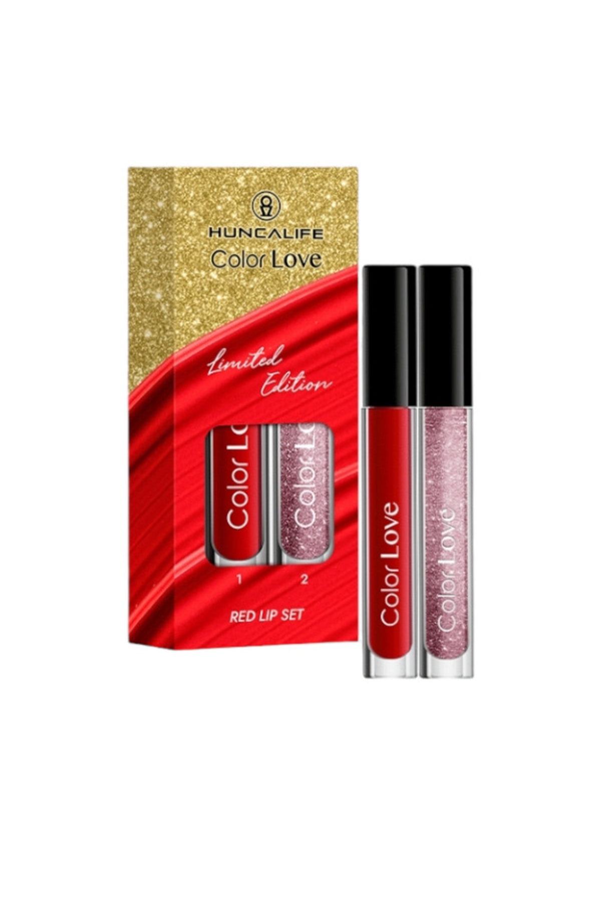 Huncalife Color Love Mat Likit Dudak Ruj Kırmızı Color Love Simli Dudak Parlatıcısı