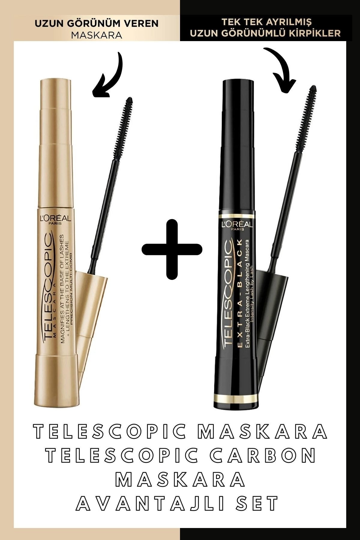 L'Oreal Paris Telescopic Siyah Maskara & Telescopic Carbon Extra Black Maskara