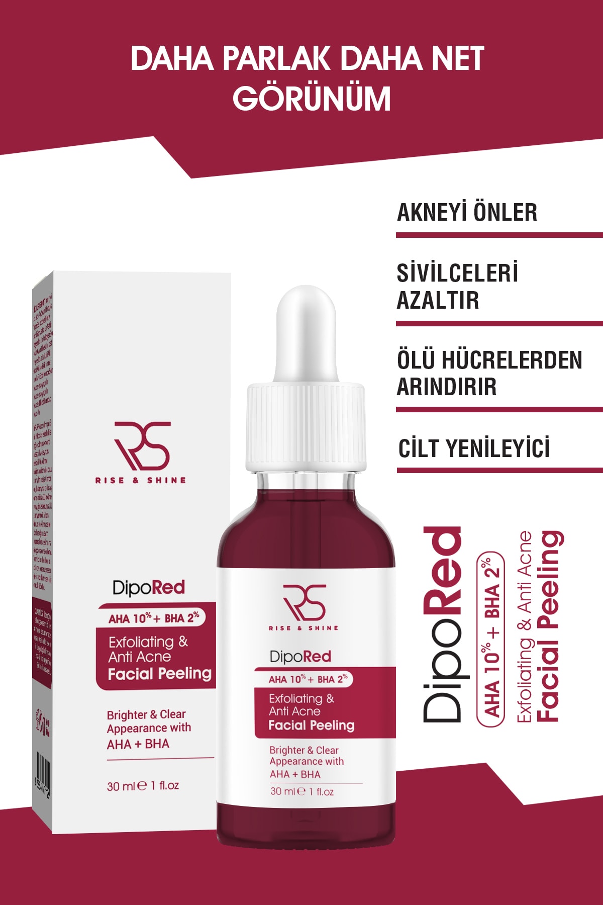 Rise & Shine Exfoliating Facial Red Peeling Serum - 30 Ml