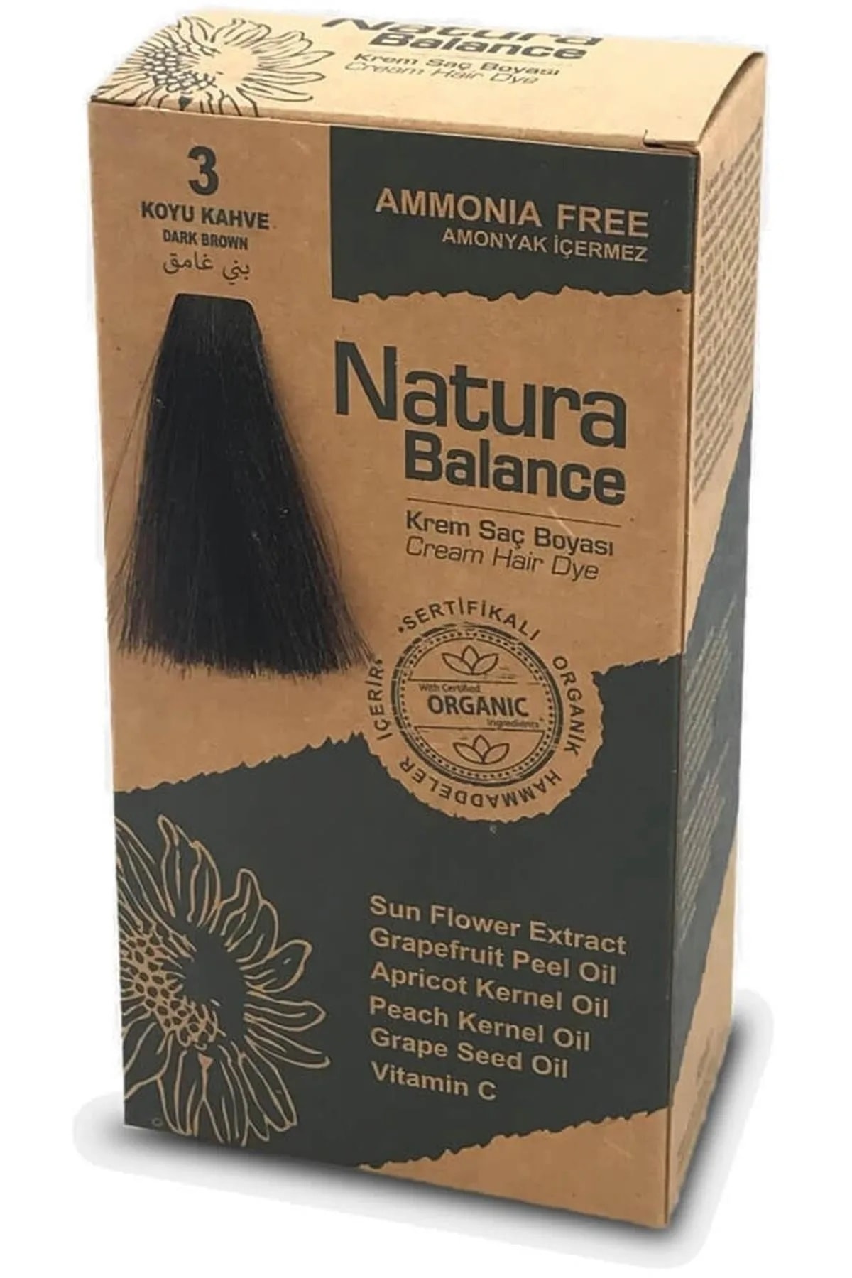 Natura Balance 3 Koyu Kahve Organik Krem Saç Boyası
