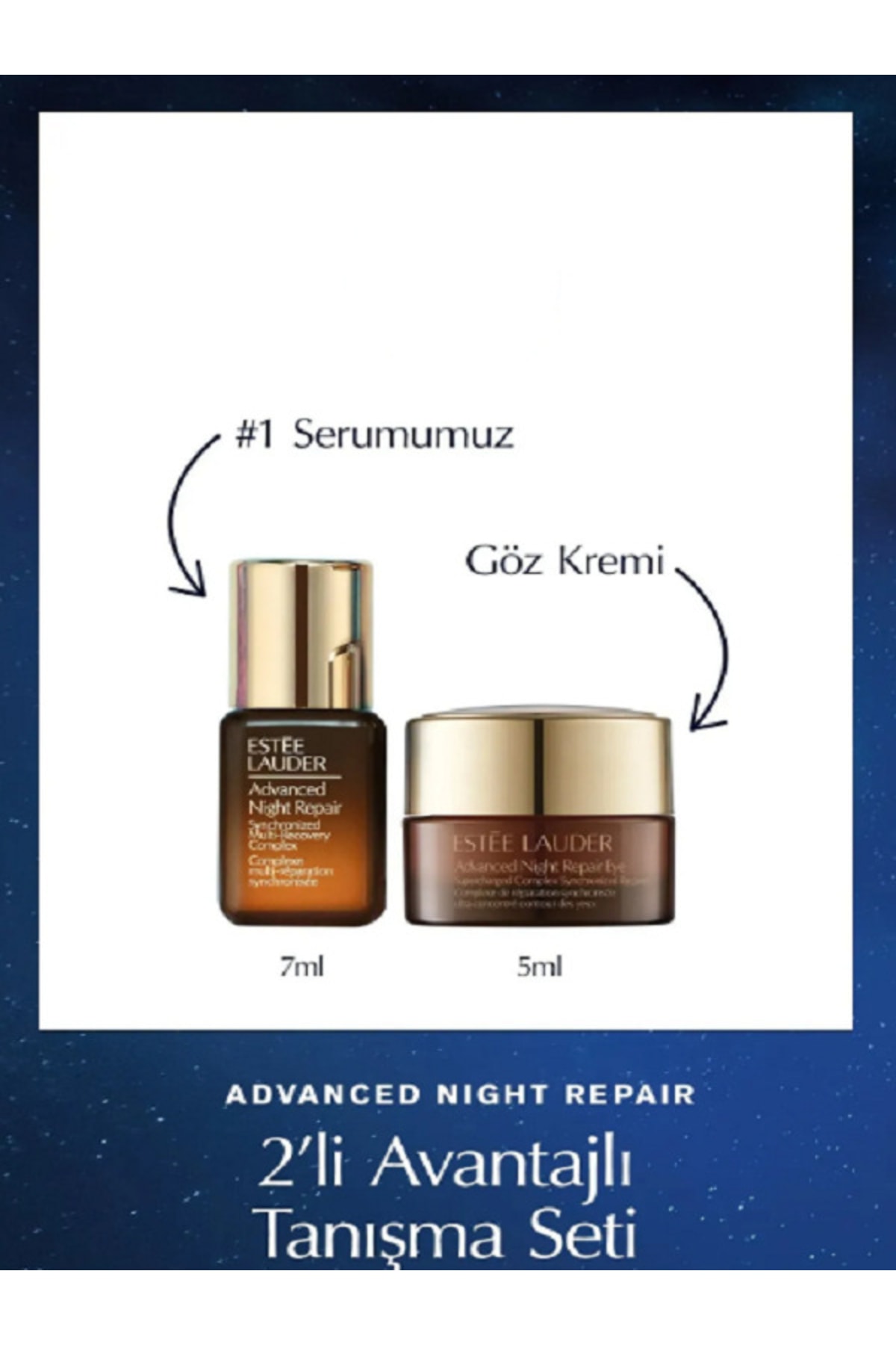 Estee Lauder Advanced Night Repair Serum 7ml + Göz Kremi 5ml, Hyalüronik Asit, Anti Oksidan Cilt Bakım Seti..,