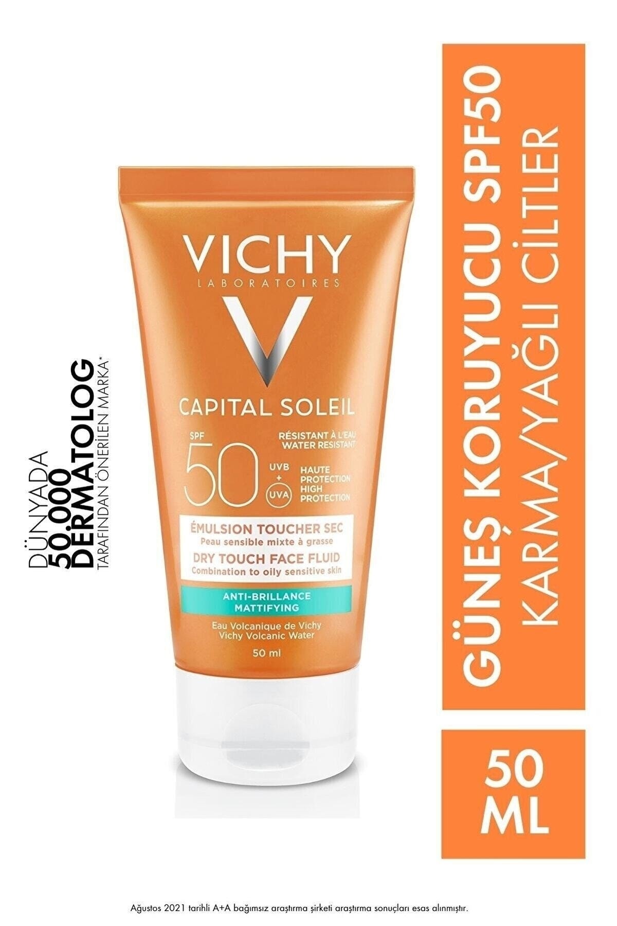 Vichy Karma Ve Yağlı Ciltler Capital Soleil Dry Touch Spf50 Güneş Koruyucu Krem, 50 /ml.
