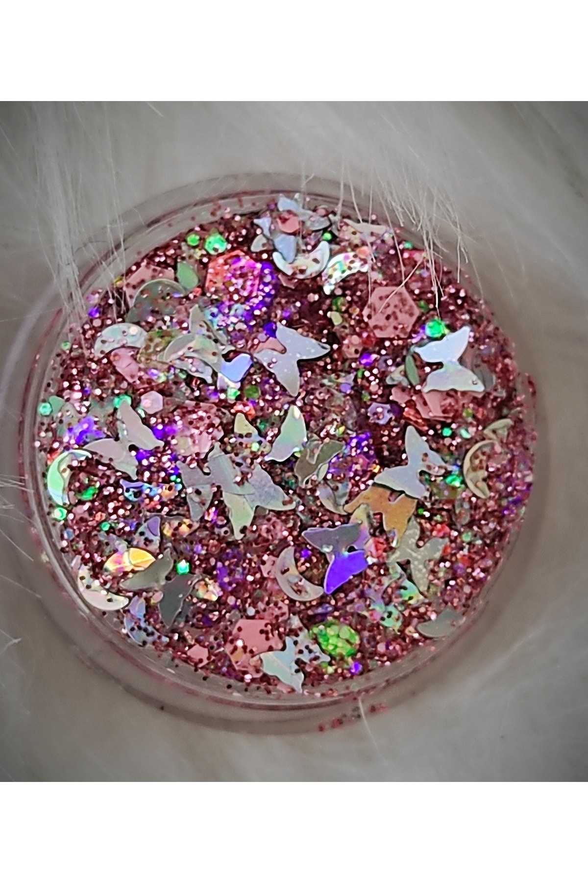 hbtasarim Mini Doğal Jel Glitter - Kiraz Çiçeği Kelebek