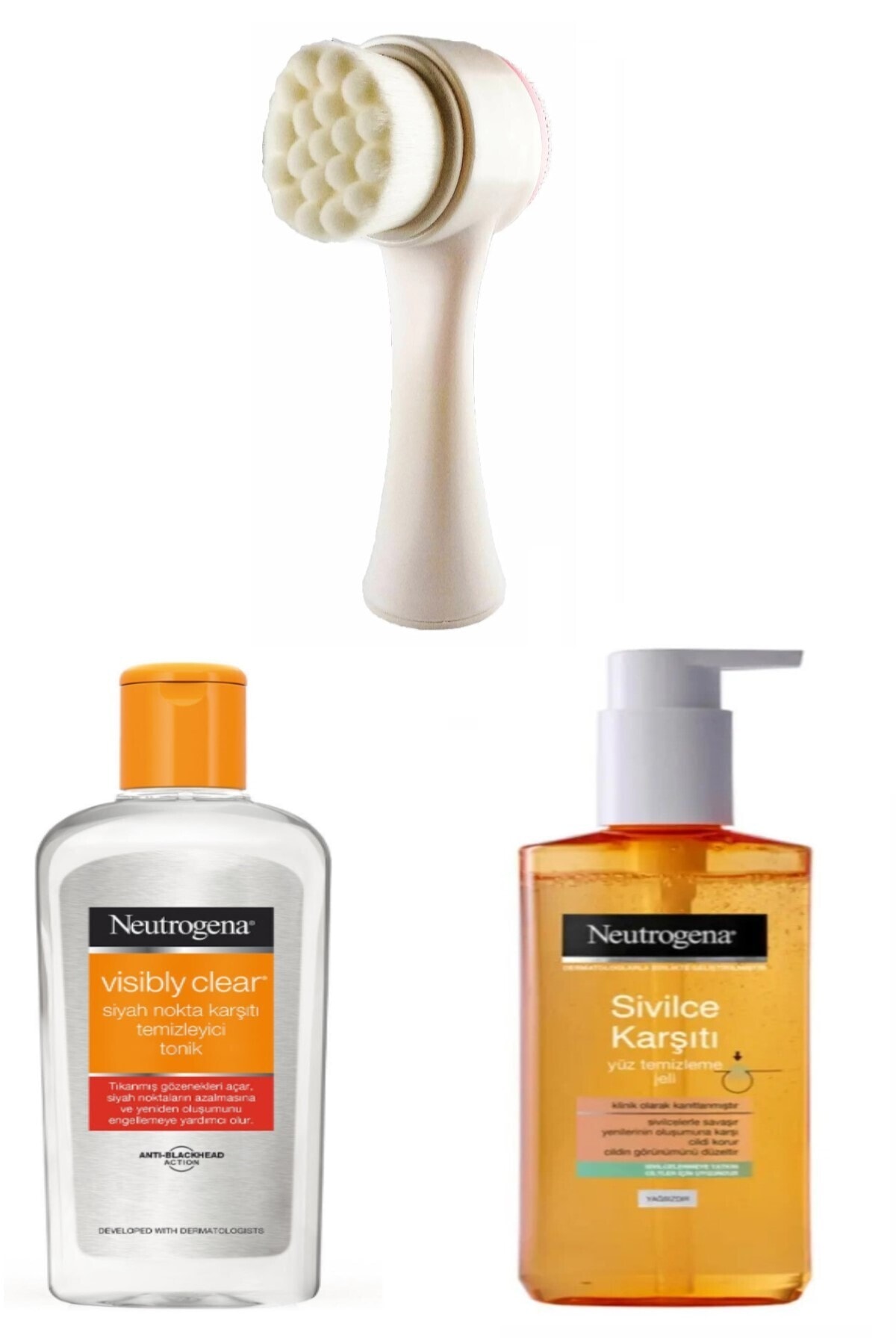 Neutrogena Sivilce Karşıtı Cilt Temizleme Jeli Tonik Ve Cilt Temizleme Fırçası