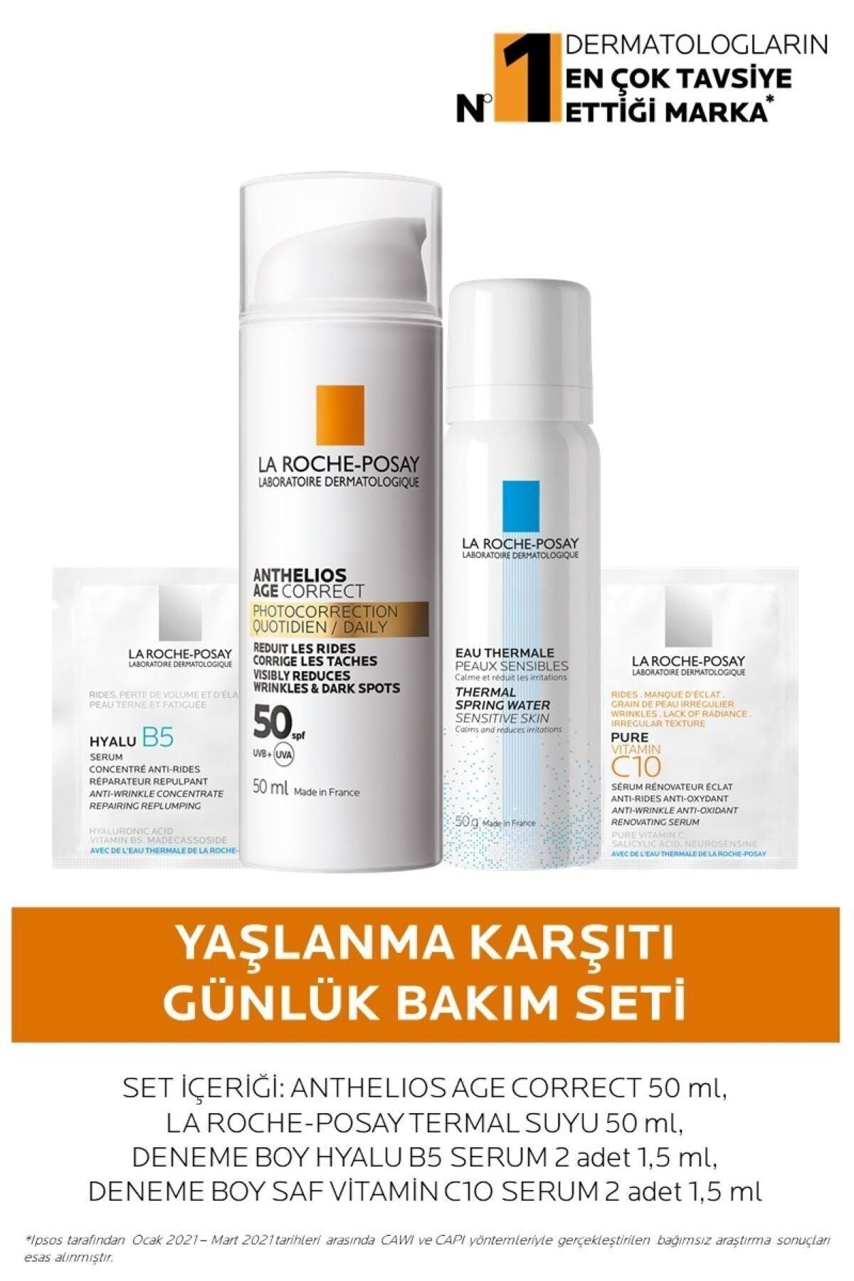 La Roche Posay Anthelios Age Correct Leke & Kırışıklık Karşıtı Bakım Kremi ile Yaşlanma Karşıtı Günlük Bakım Seti