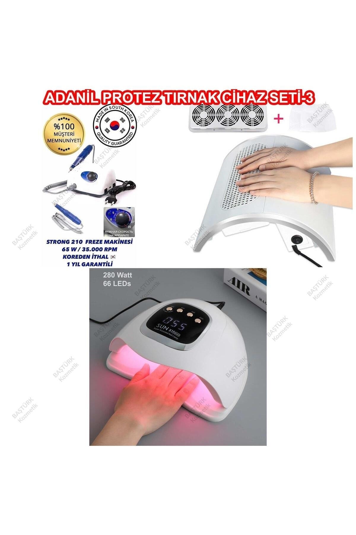 adanil Protez Tırnak Cihaz Seti Strong Freze Sun X15 Max UV Led ve Toz Toplama