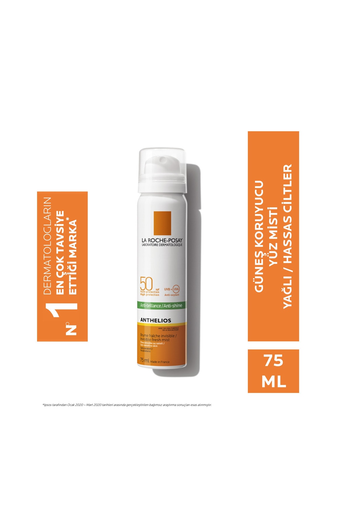 La Roche Posay Anthelios - Yağlı Ve Hassas Ciltler İçin Mist Formda Parlama Karşıtı SPF50+ Yüz Güneş Koruyucu 75 ml