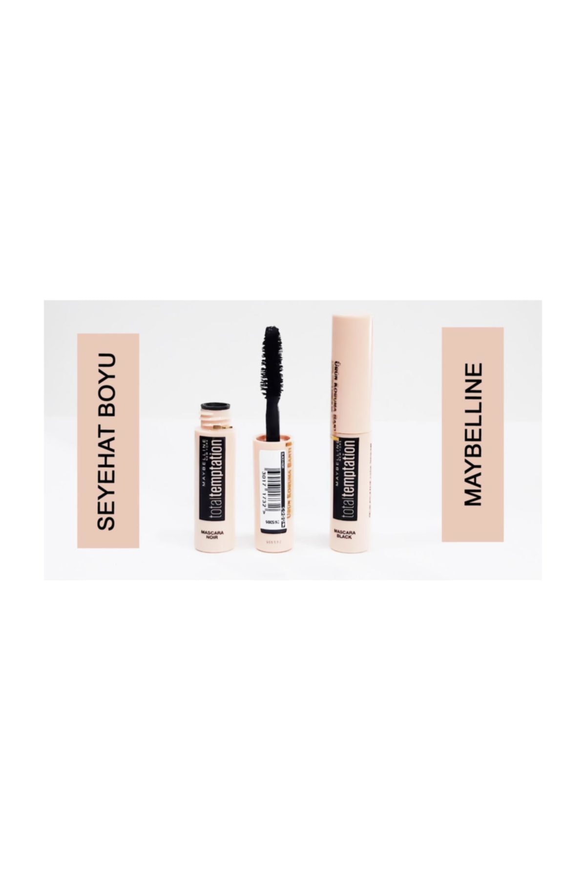 Maybelline New York Maskara Seyehat Total Temptation Siyah Standart Boyun Yarısı Çanta Boy