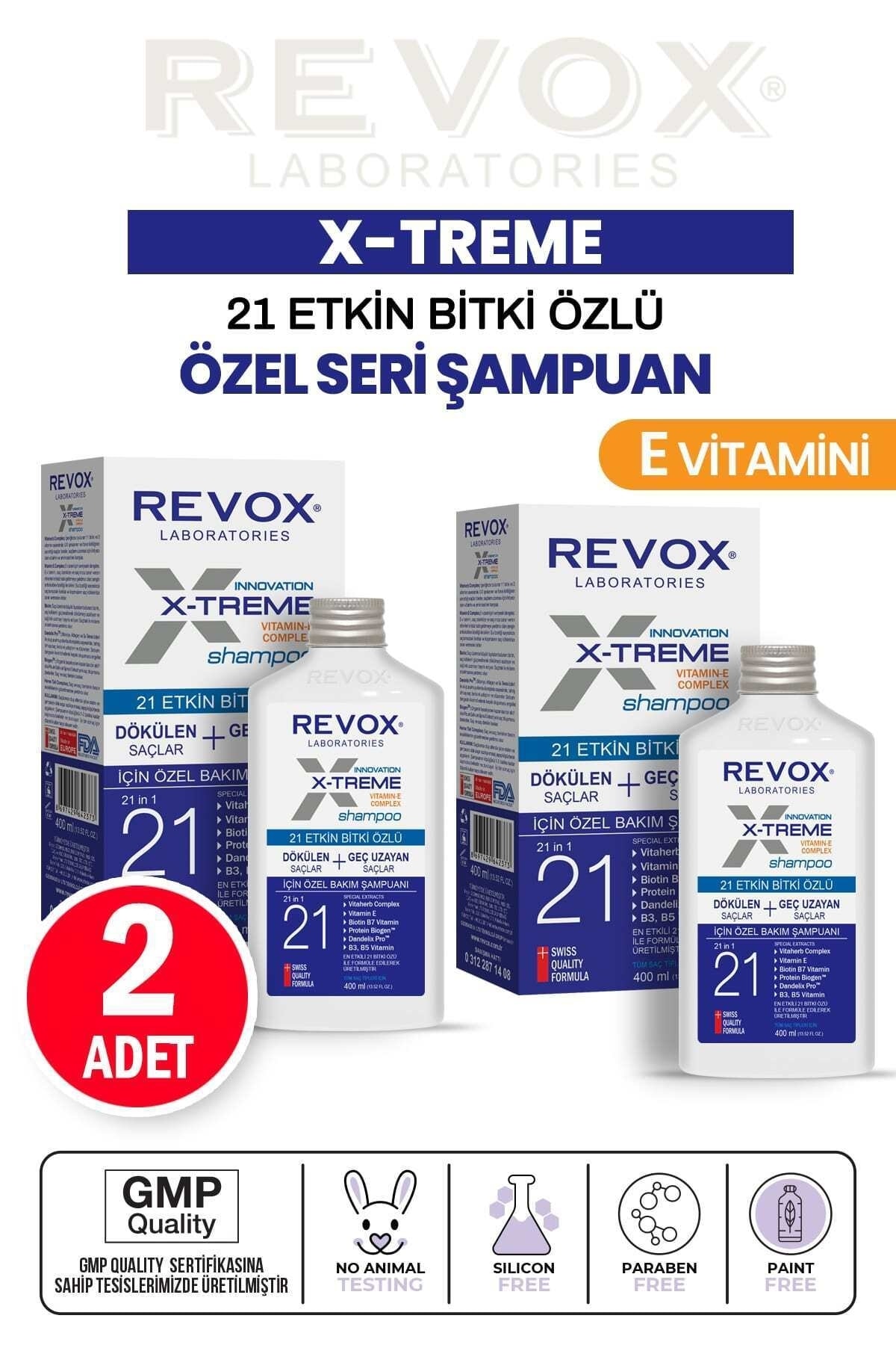 Revox X-treme Dökülen ve Geç Uzayan Saçlar İçin E Vitamini Katkılı Özel Bakım Şampuan x 2 adet
