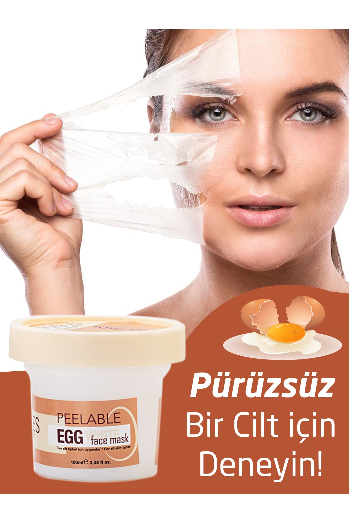 bs bubbles cosmetic Soyulabilir Collagen Takviyeli Yumurta Akı Gece Yüz Maskesi