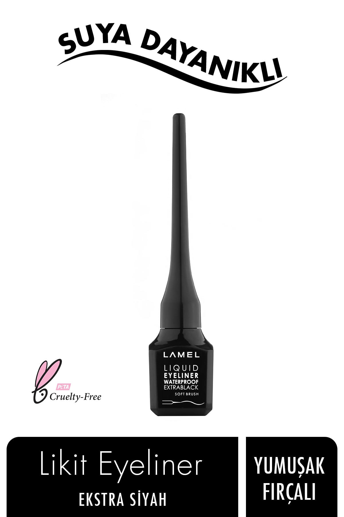 Lamel Cosmetics Lamel Ekstra Siyah Likit Eyeliner Yumuşak Fırça No 101