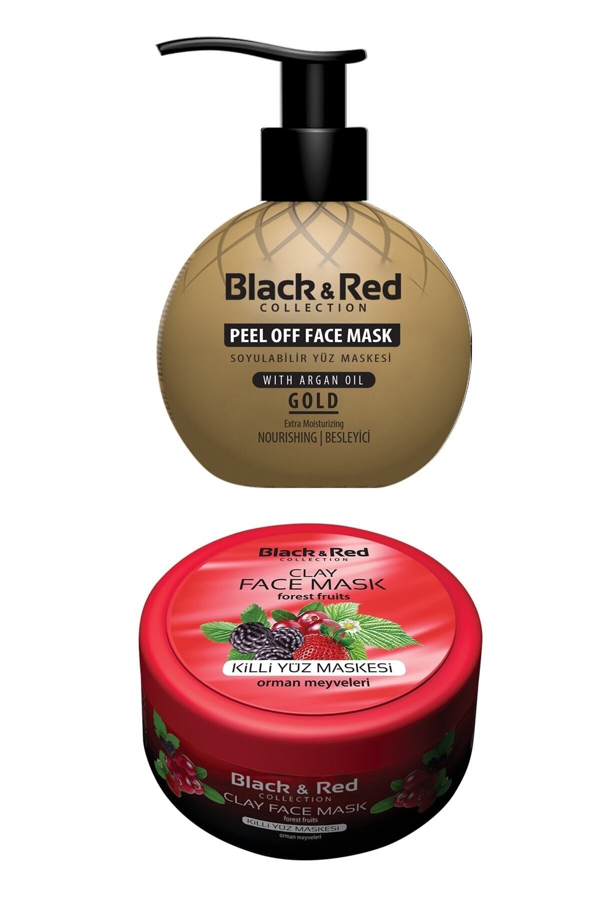 Black Red Black & Red Soyulabilir Altın Yüz Maskesi Besleyici 250 Ml - Killi Yüz Maskesi Orman Meyveli 400gr