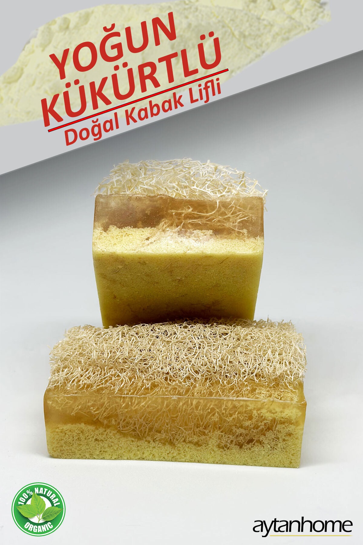 Aytan Home Yoğun Kükürtlü Kabak Lifli Sabun (1 ADET) (EGZAMA-KAŞINMA-SEDEF-MANTAR) Kükürt Sabunu