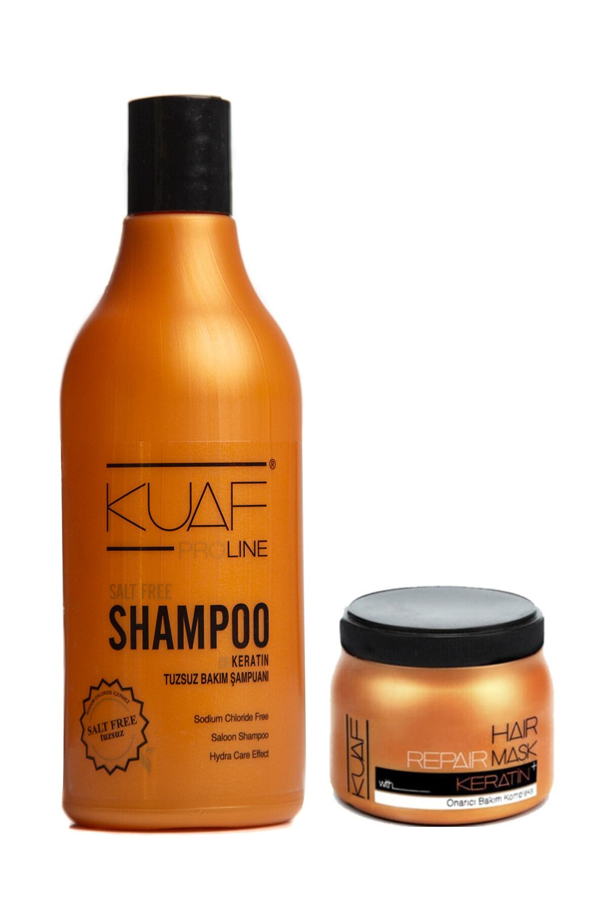Kuaf Tuzsuz Keratin Saç Bakım Şampuan 500ml + Saç Bakım Maskesi Keratin 250ml
