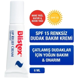 Blistex Lip Relief Cream SPF15 - Çatlamış Dudaklar İçin Bakım Kremi 6 ml