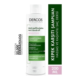 Vichy Dercos Anti Pelliculaire Sensitive Hassas Saç Derisi için Kepek Karşıtı Saç Bakım Şampuanı 200ml