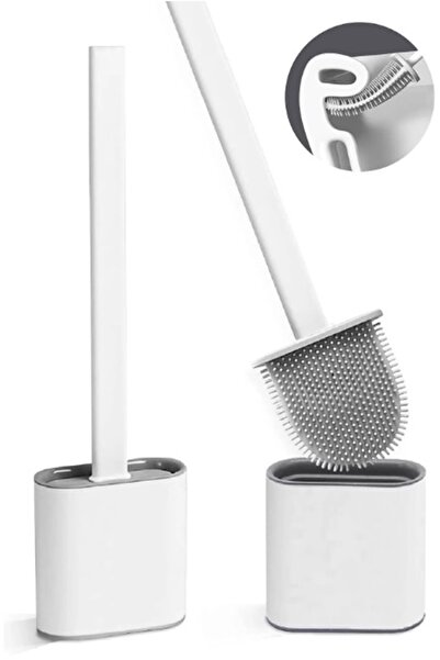 En Çok Satan 1. Ürün Kitchen Beauty Beyaz Renk Silikon Banyo Tuvalet Klozet Temizleme Fırçası Ve Tutucu Set