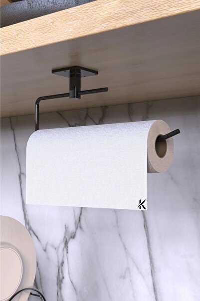 Patulya Aksesuar Siyah Rulo Havluluk Peçetelik Yapışkanlı Pratik Banyo Mutfak Askısı Kağıt Rulo Havluluk 🚛