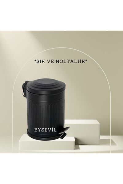 Fenomen Seçimi BySevil Vintage 12 Litre Pedallı Çöp Kovası Beyaz Ve Siyah | Yavaş Kapanır Amortisörlü Kapak | Mutfak