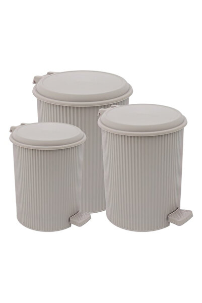 LeesHome 3 lü Krem Taş Nostalji Pedallı Çöp Kovası: 20 Litre 11 litre 6 litre 🚛