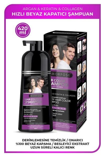 Morfose Hızlı Beyaz ve Gri Kapatıcı Şampuan 420 ml Doğal Siyah