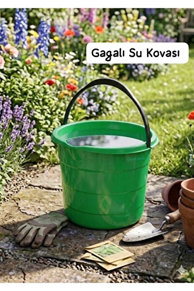 ÇEÇEN HOME Plastik Saplı Gagalı Temizlik ,Yeşil Su Kovası , Banyo, Mutfak Kovası 10 LT (BOY:31.5 CM EN:30 CM) 🚛