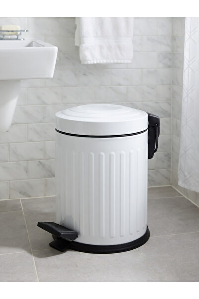 Yufira Life 3 Lt Vintage Pedallı Çöp Kovası Beyaz - Banyo Mutfak Ofis İçin Şık Çizgili Model Sepette %10 İndirim