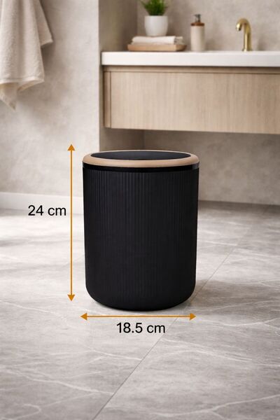 Okyanus Home Linea Due Siyah Çizgili Yuvarlak Çöp Kovası 🚛