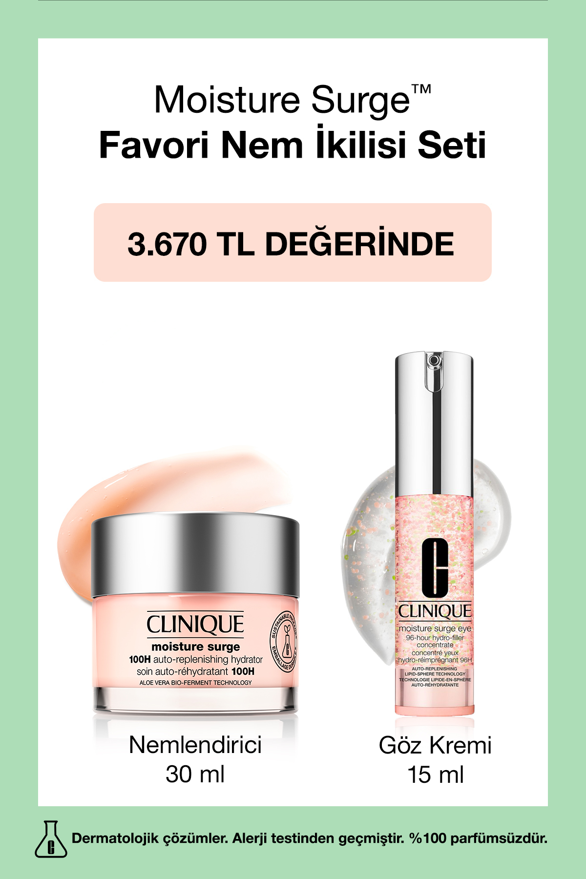 Clinique Moisture Surge™ Favori Nem İkilisi Seti | Nemlendirici Yüz Kremi 30 ml + Göz Kremi 15 ml