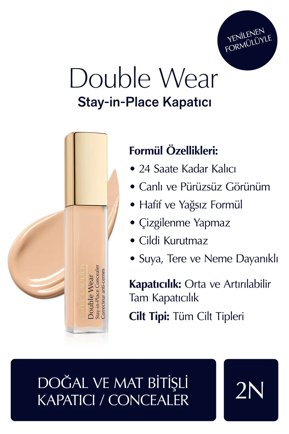 Estee Lauder Kapatıcı - Double Wear Stay-in-Place Concealer - Renk: 2N Light/Medium (Neutral) 12ml
