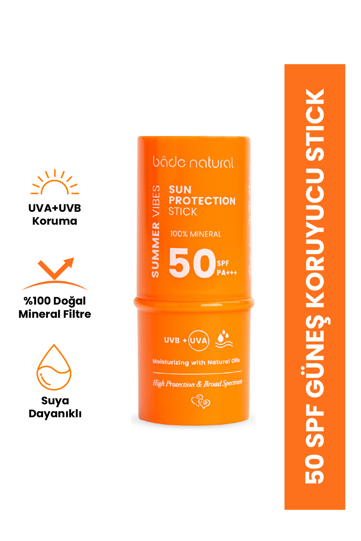 Bade Natural %100 Mineral Filtreli 50 Spf Besleyici Güneş Koruyucu Stick 6g