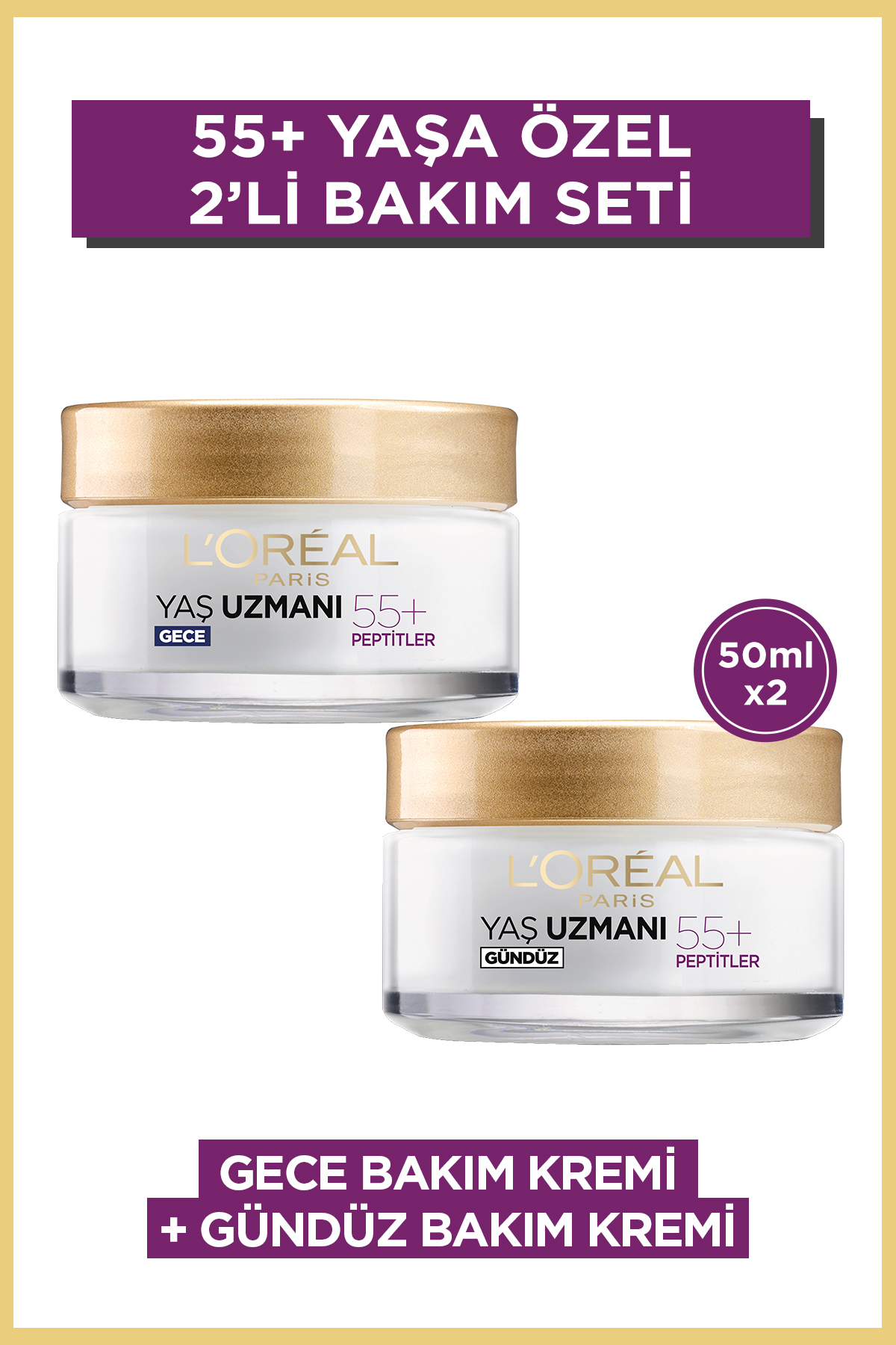L'Oreal Paris Yaş Uzmanı 55+ Kırışıklık Karşıtı Yenileyici Gündüz & Gece Kremi Seti