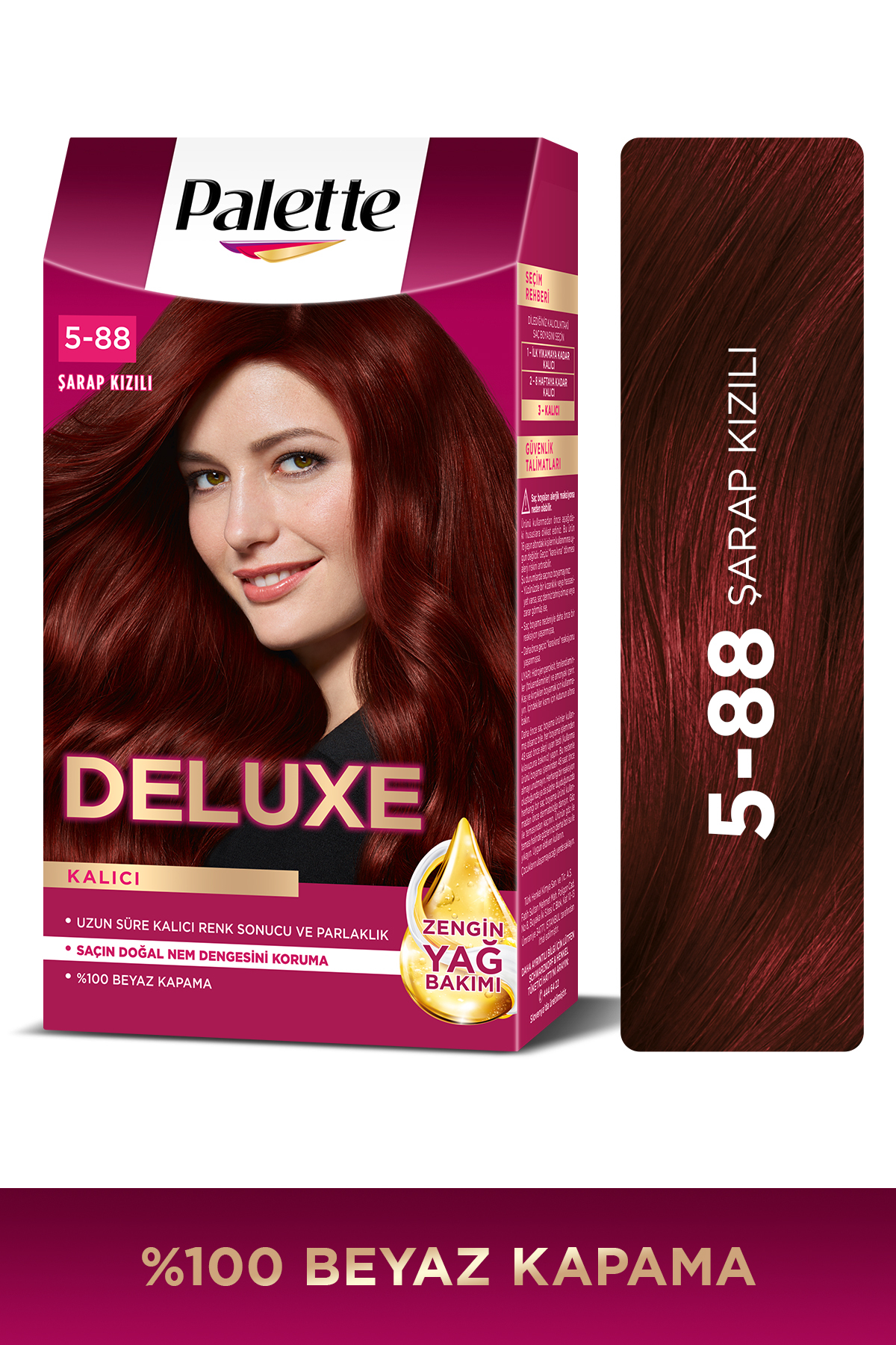 Palette Deluxe 5-88 Şarap Kızılı Zengin Yağ Bakımı Kit Saç Boyası Bakım Maskesi