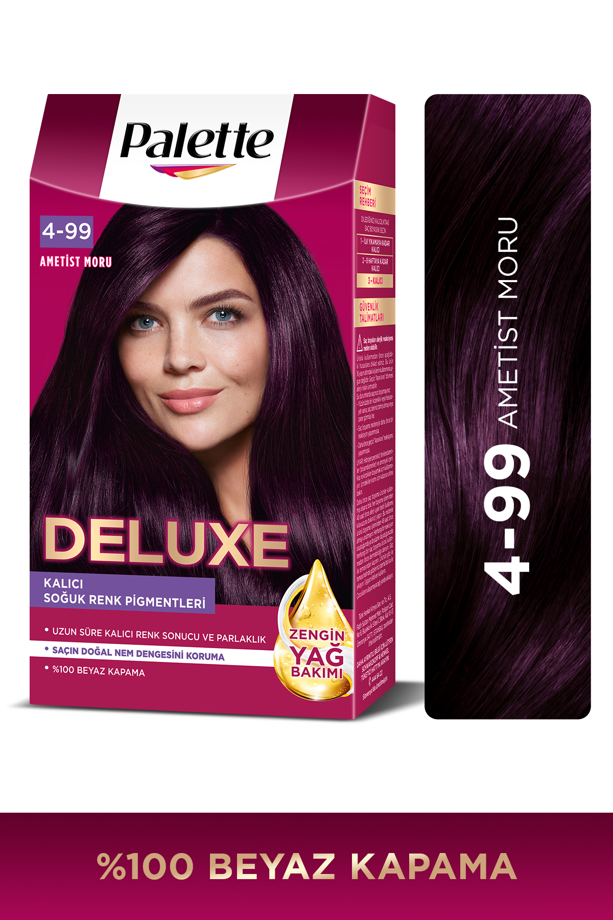 Palette Deluxe 4-99 Ametist Moru Zengin Yağ Bakımı Kit Saç Boyası Bakım Maskesi