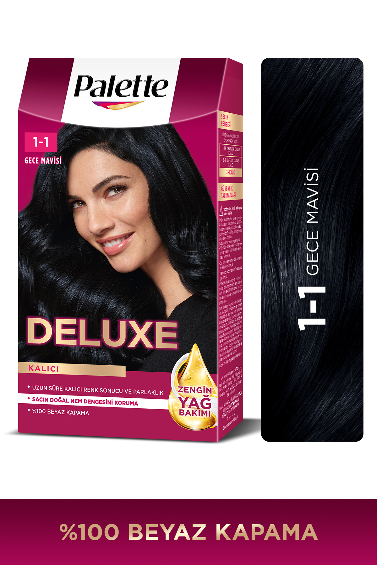 Palette Deluxe 1-1 Gece Mavisi Zengin Yağ Bakımı Kit Saç Boyası Bakım Maskesi