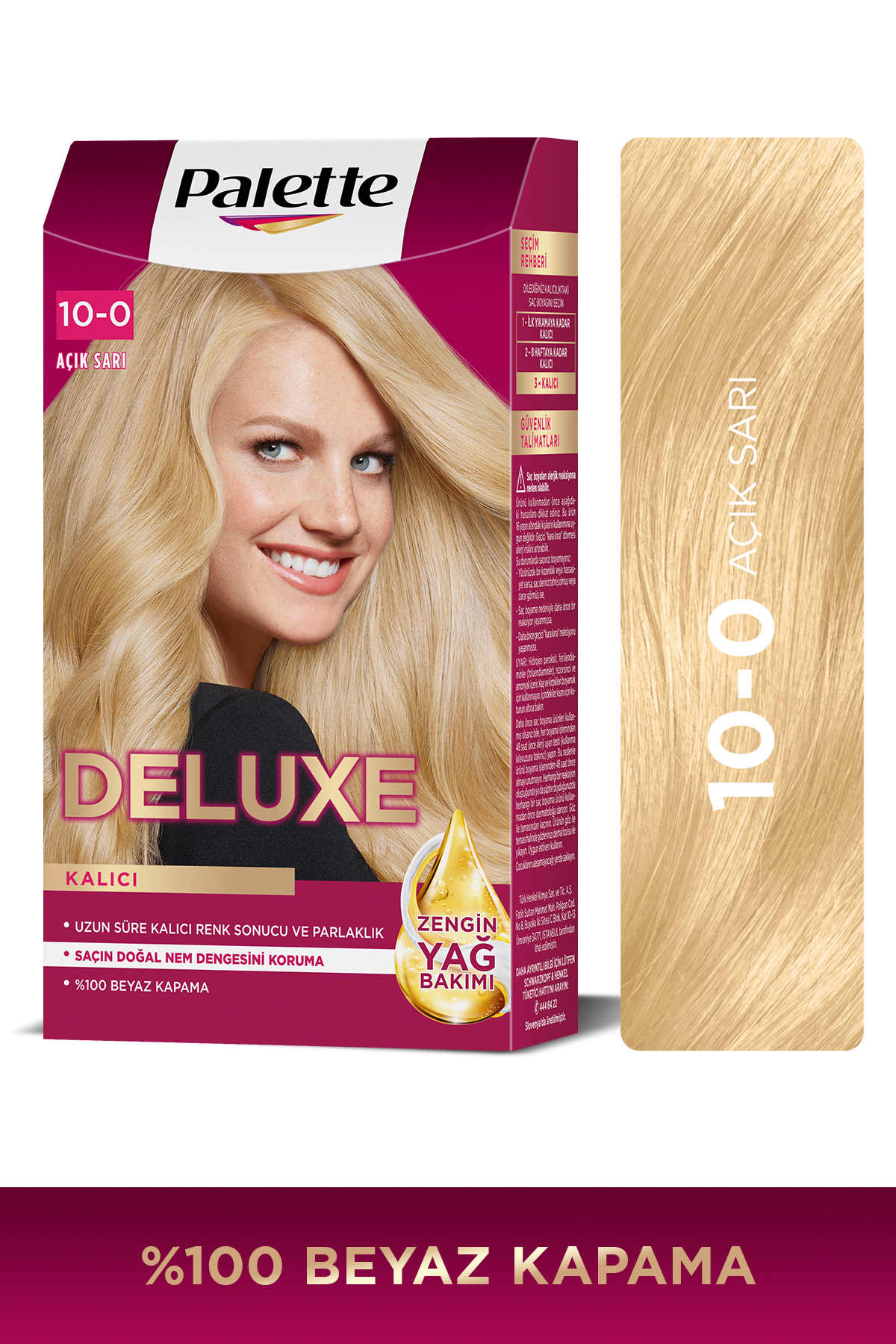 Palette Deluxe 10-0 Açık Sarı Zengin Yağ Bakımı Kit Saç Boyası Bakım Maskesi