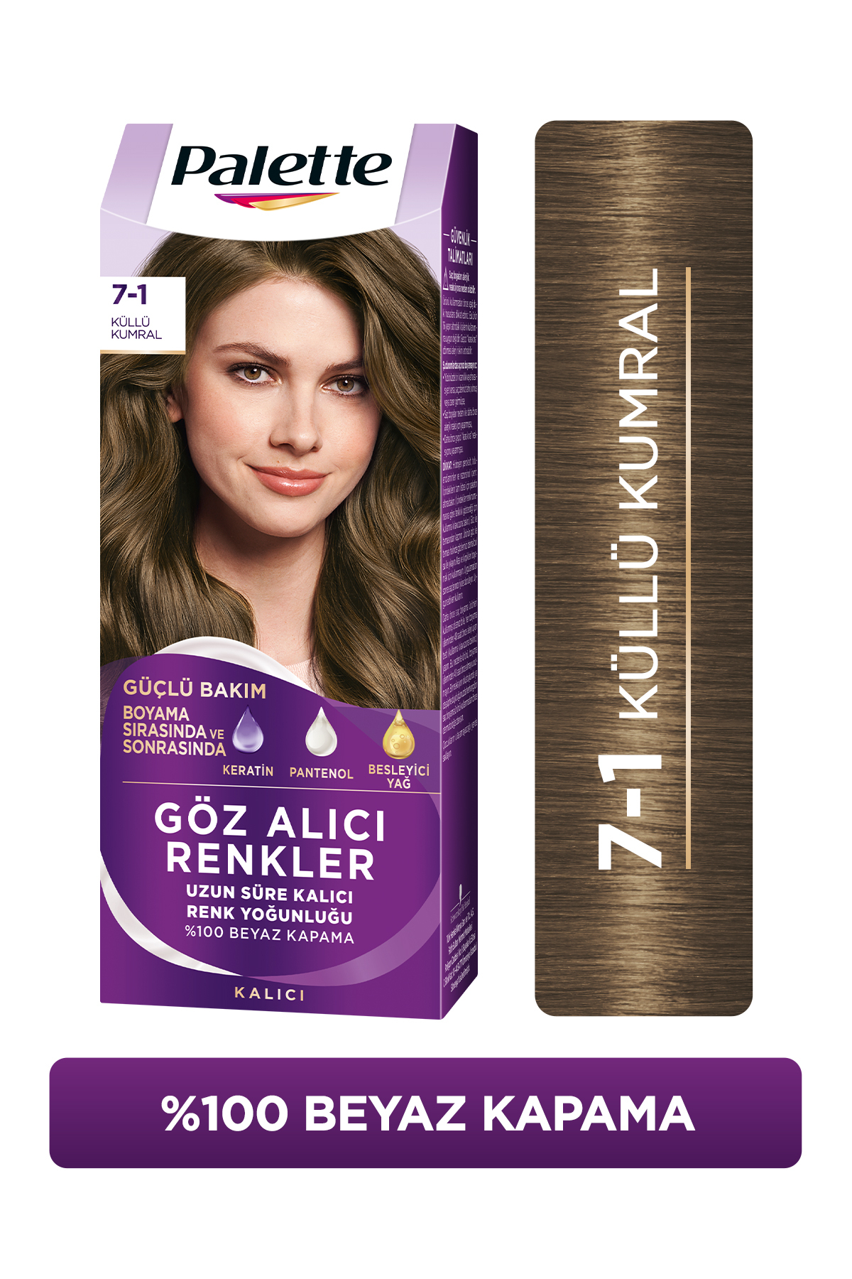Palette Göz Alıcı Renkler Küllü Kumral 7.1 Pentanol & Besleyici Yağ İçeren Saç Boyası 115 ml