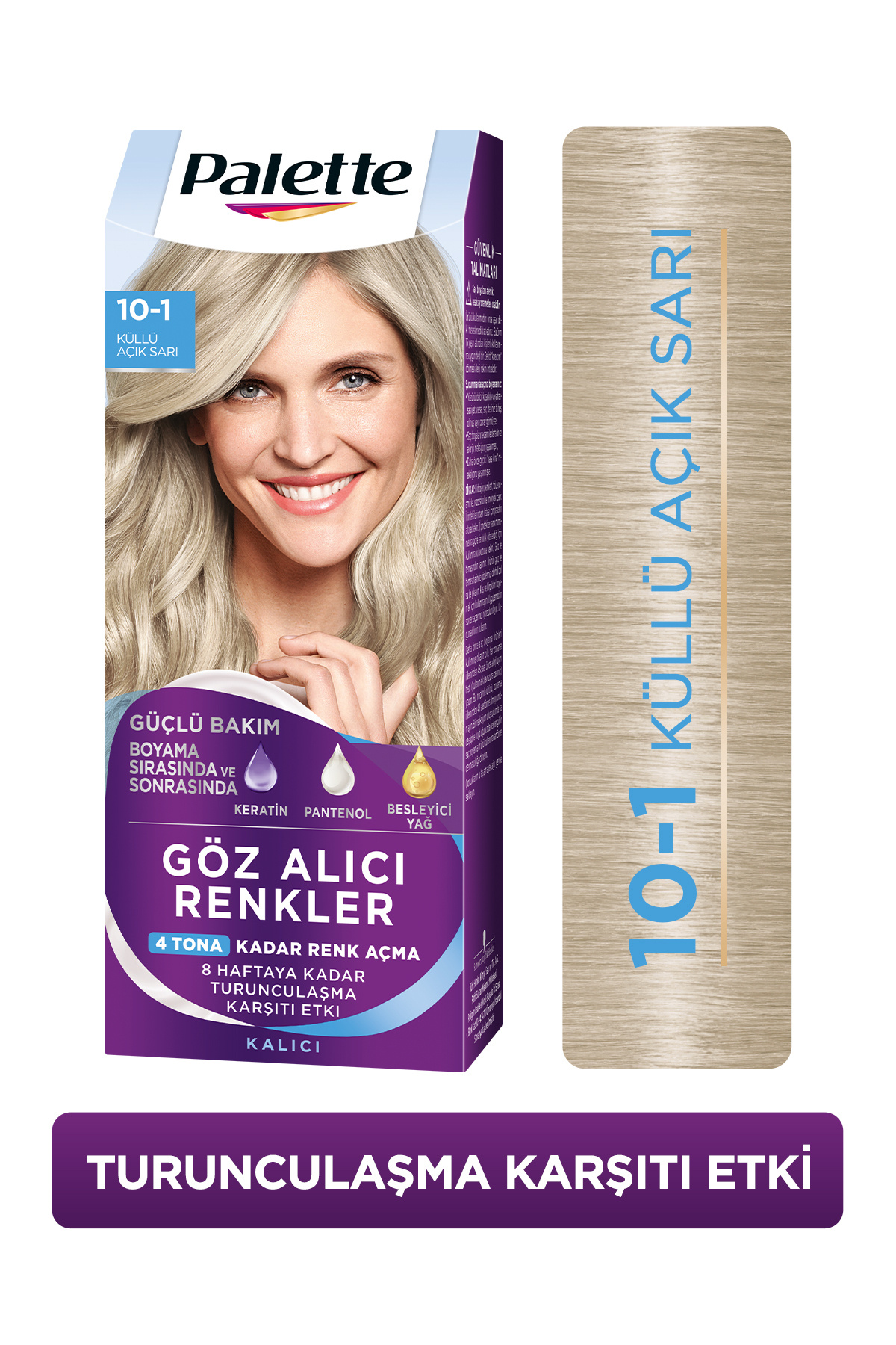 Palette Göz Alıcı Renkler Renk Açıcı 10-1 Küllü Açık Sarı Pantenol & Besleyici Yağ İçeren Saç Boyası 50 ml