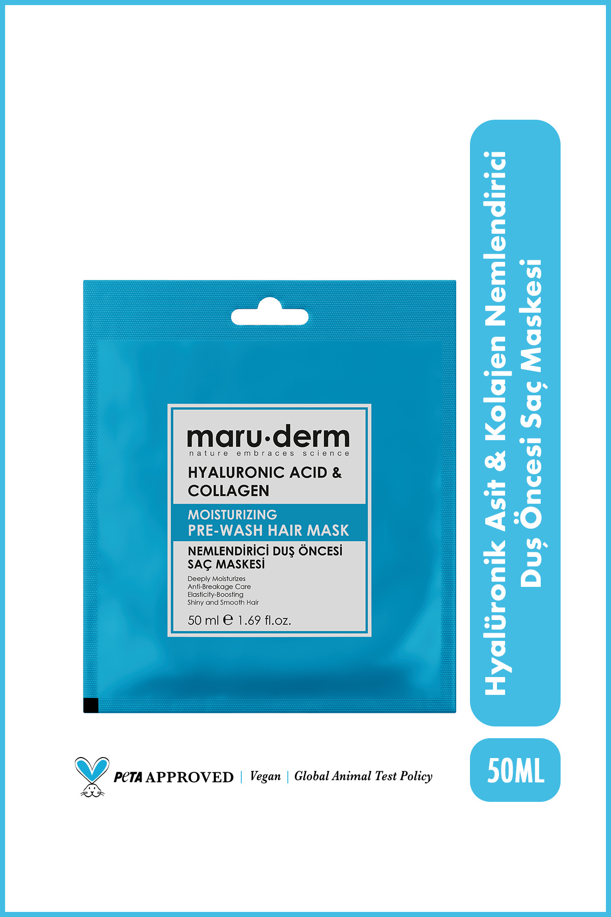 Maru.Derm Duş Öncesi Saç Maskesi - Hyalüronik Asit & Kolajen Nemlendirici Duş Öncesi Saç Maskesi 50 ML