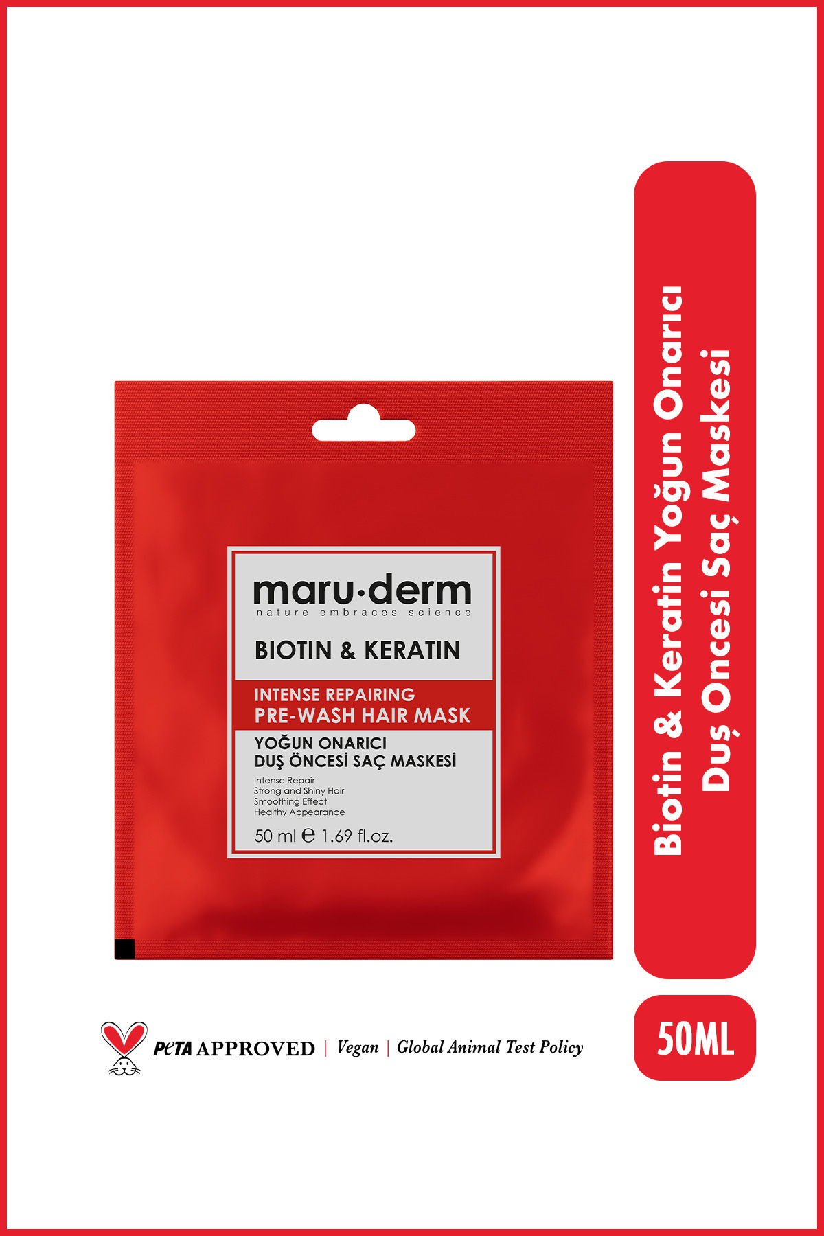 Maru.Derm Duş Öncesi Saç Maskesi - Biotin & Keratin Yoğun Onarıcı Duş Öncesi Saç Maskesi 50 ml