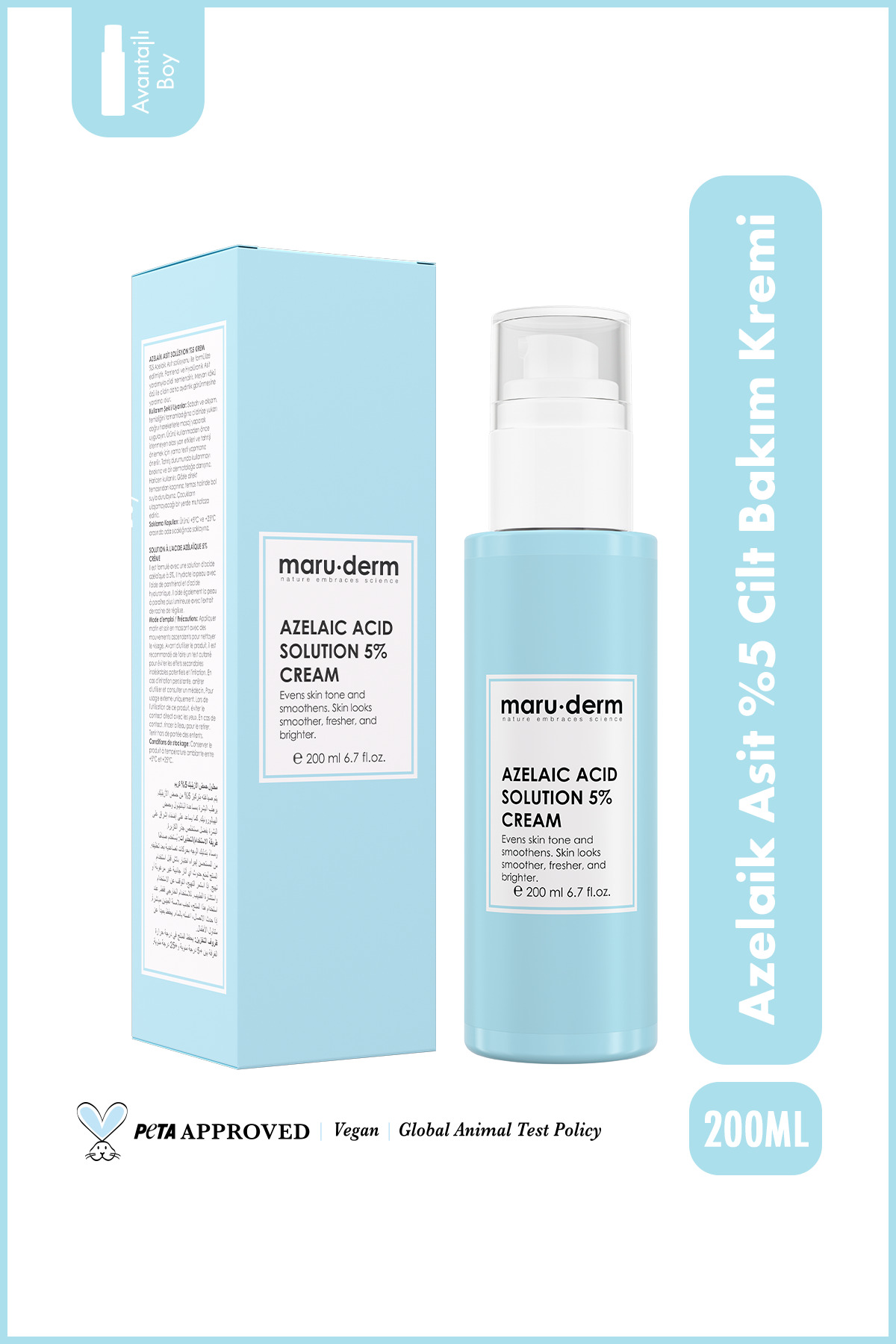 Maru.Derm Azelaik Asit %5 Cilt Bakım Kremi 200 ML