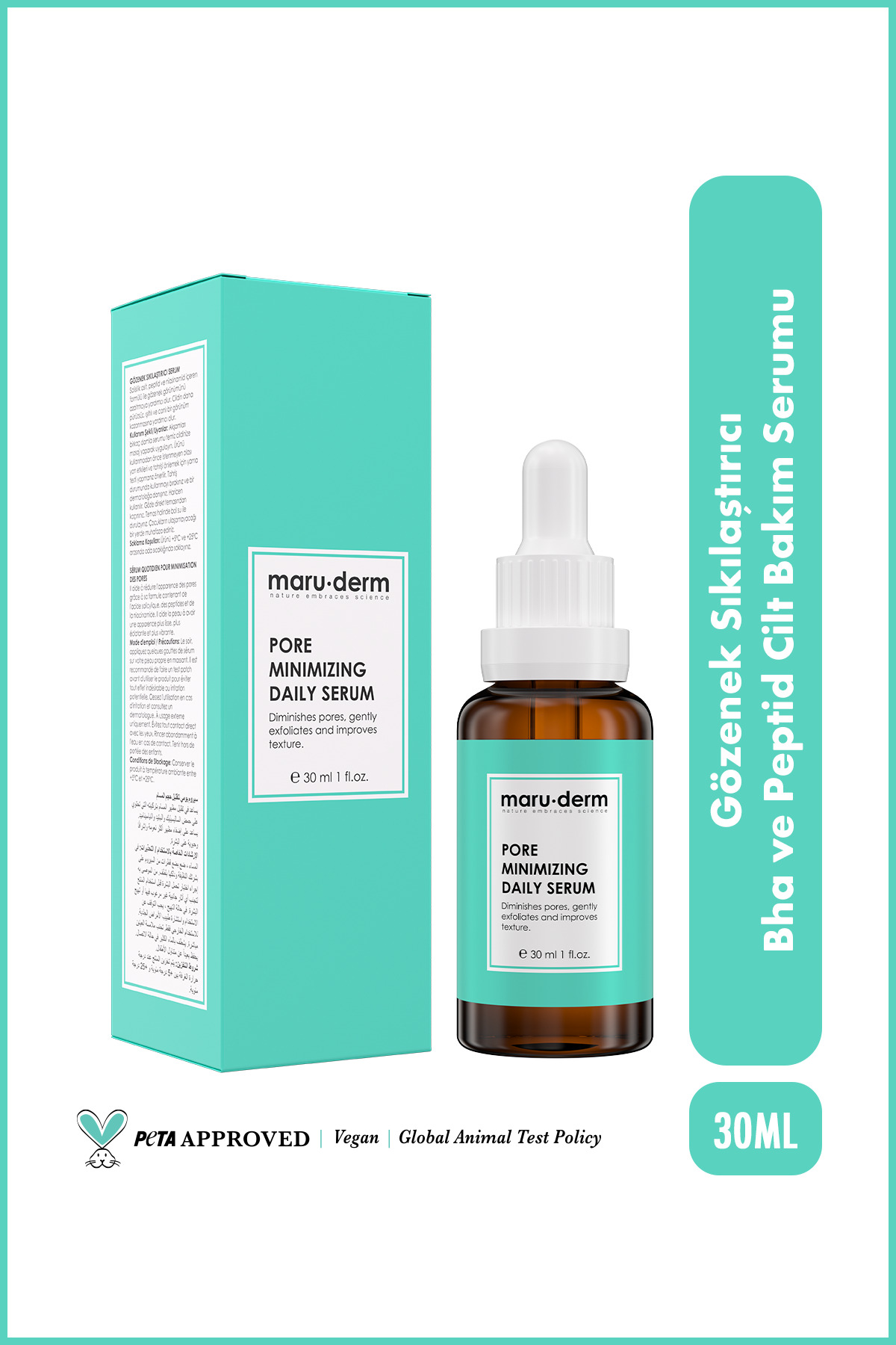 Maru.Derm Gözenek Sıkılaştırıcı Bha Ve Peptit Cilt Bakım Serumu 30 ML