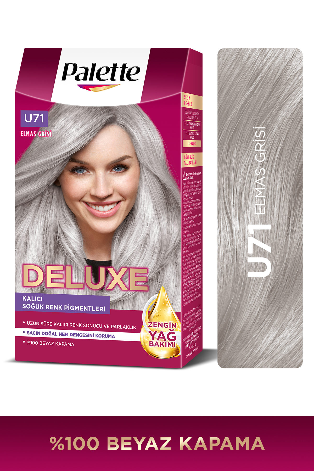 Palette Deluxe U71 Buzul Grisi Zengin Yağ Bakımı Kit Saç Boyası Bakım Maskesi