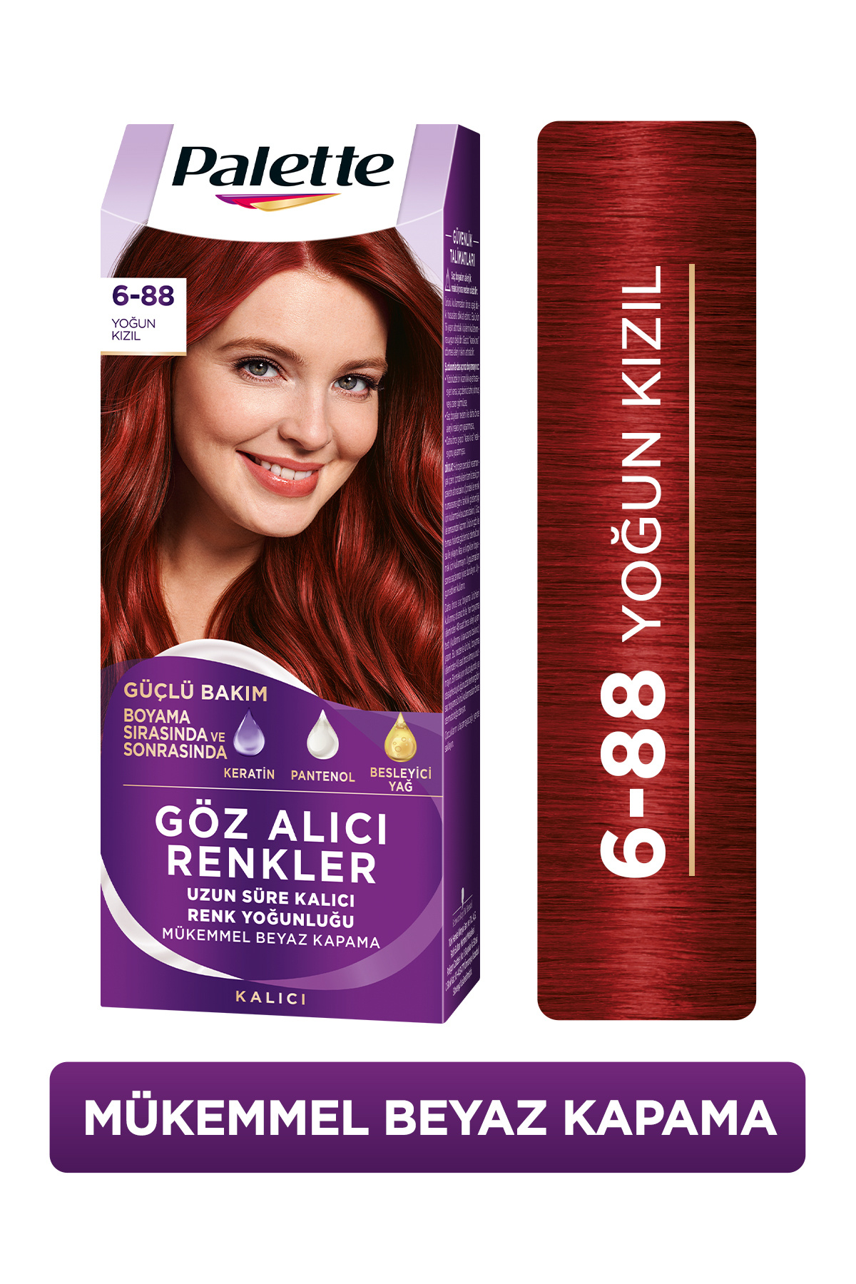 Palette Göz Alıcı Renk Saç Boyas 6-88 Yoğun Kızıl Pentanol & Besleyici Yağ İçeren Saç Boyası 115ml