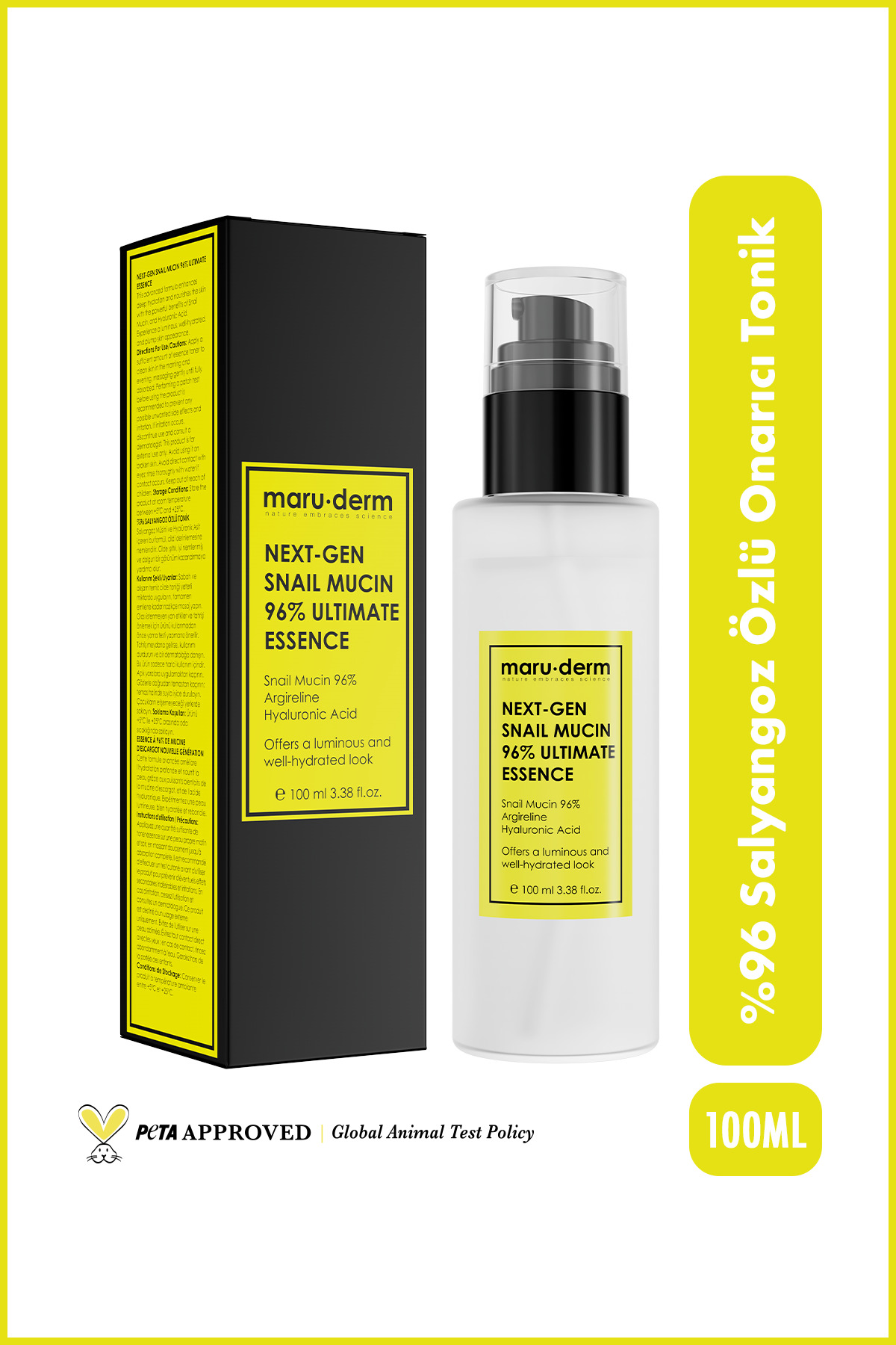 Maru.Derm %96 Salyangoz Özlü Essence Tonik 100 ML - Next-Gen Snail Mucin 96% Ultimate Essence