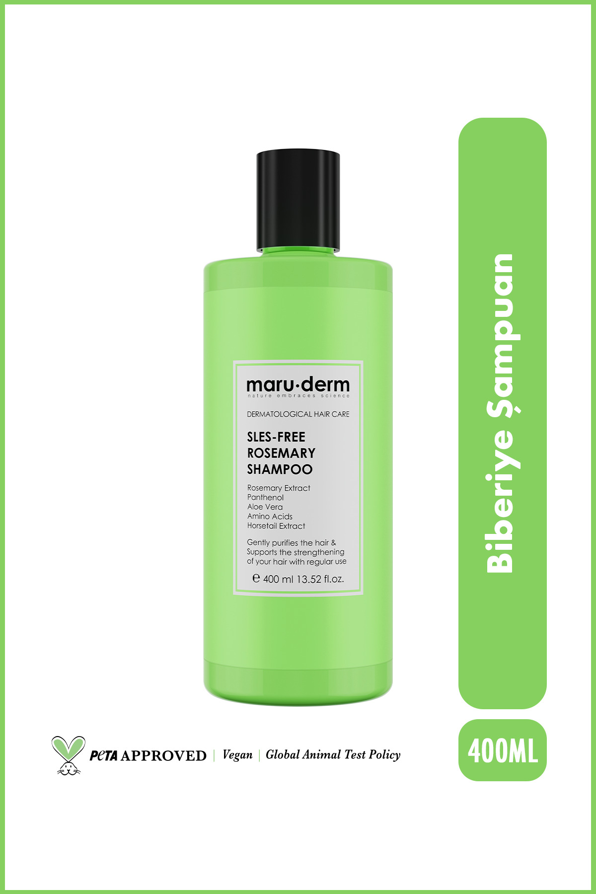 Maru.Derm SLES-Free Biberiye Şampuan 400 ML | Sülfatsız,Tuzsuz,Vegan Şampuan