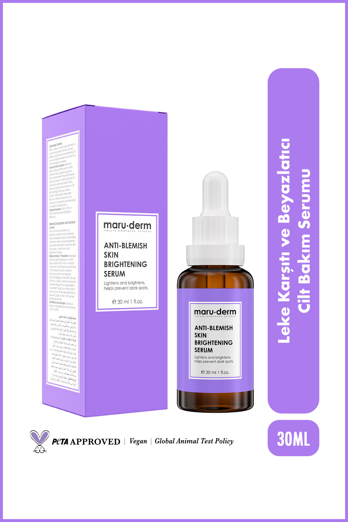 Maru.Derm Leke Karşıtı Ve Beyazlatıcı Cilt Bakım Serumu | Alpha Arbutin %2 Niacinamide %5 | 30 ML